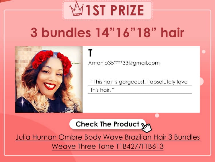 
Julia Human Ombre Body Wave Brazilian Hair 3 Bundles Weave Three Tone T1B427/T1B613